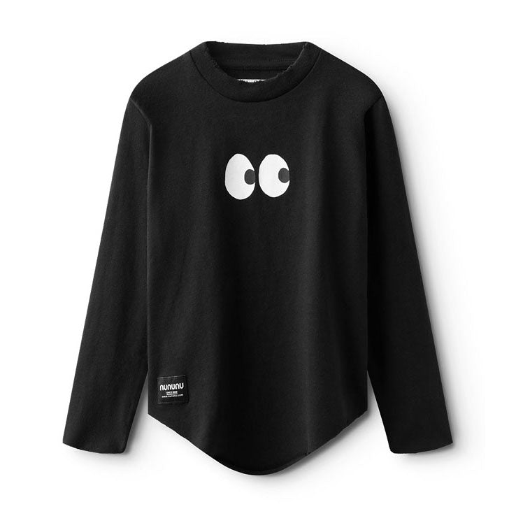 NUNUNU Black Side Eye Rounded Shirt