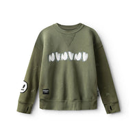 NUNUNU Olive Vintage Smile Sweatshirt