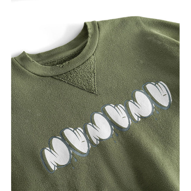 NUNUNU Olive Vintage Smile Sweatshirt