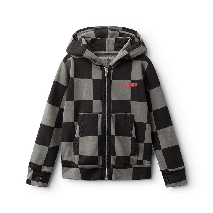 NUNUNU Graphite Checkmate Zip Hoodie