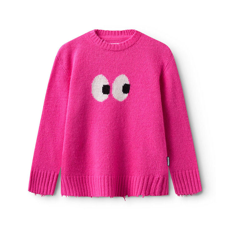 NUNUNU Hot Pink Side Eye Knit Pullover