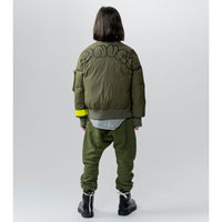 NUNUNU Olive Cargo Bomber Down Jacket