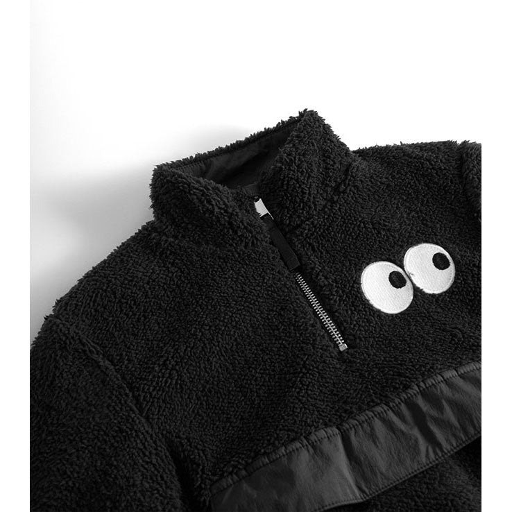NUNUNU Black Sherpa Pullover