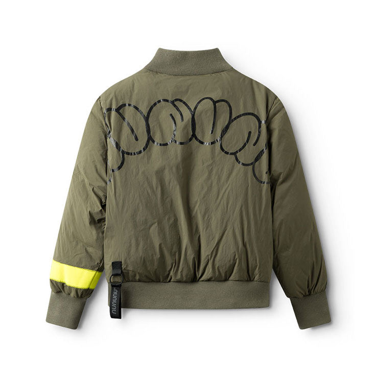 NUNUNU Olive Cargo Bomber Down Jacket