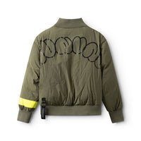 NUNUNU Olive Cargo Bomber Down Jacket