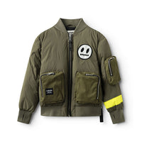 NUNUNU Olive Cargo Bomber Down Jacket