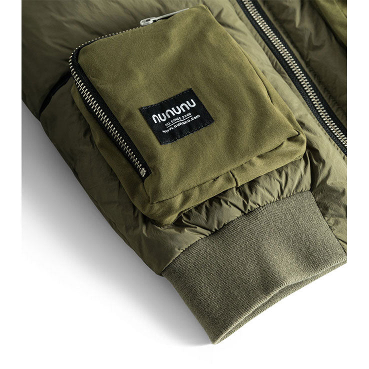NUNUNU Olive Cargo Bomber Down Jacket