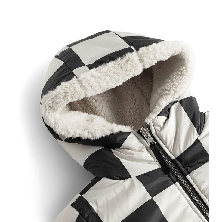 NUNUNU Smokey Natural Reversible Checkmate Down Jacket