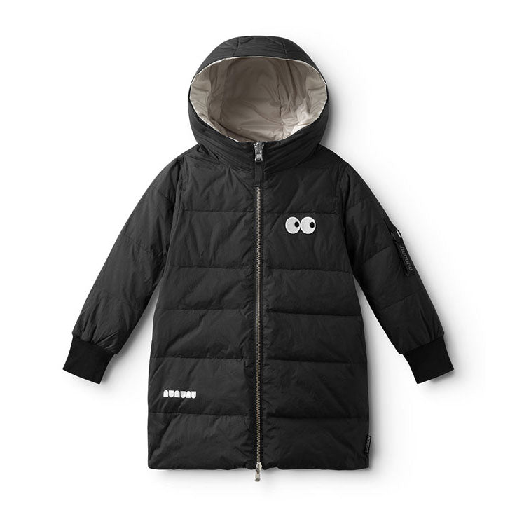 NUNUNU Black Reversible Side Eye Down Coat