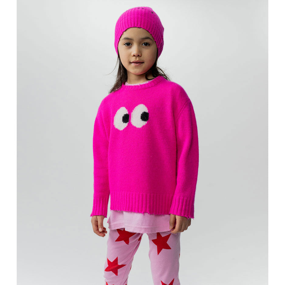 NUNUNU Hot Pink Side Eye Knit Pullover