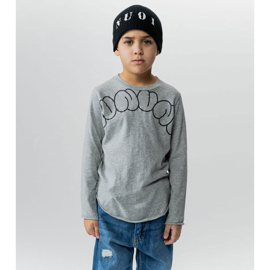 NUNUNU Heather Grey Bubbly Rounded Shirt