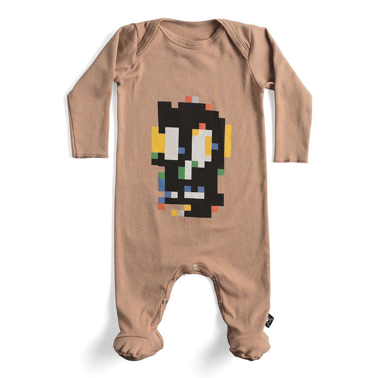 Nununu Coffee Pixel Skull Footed Overall