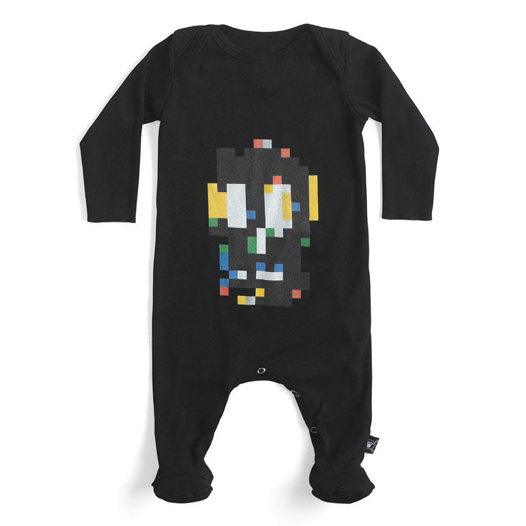 Nununu Black Pixel Skull Footed Overall