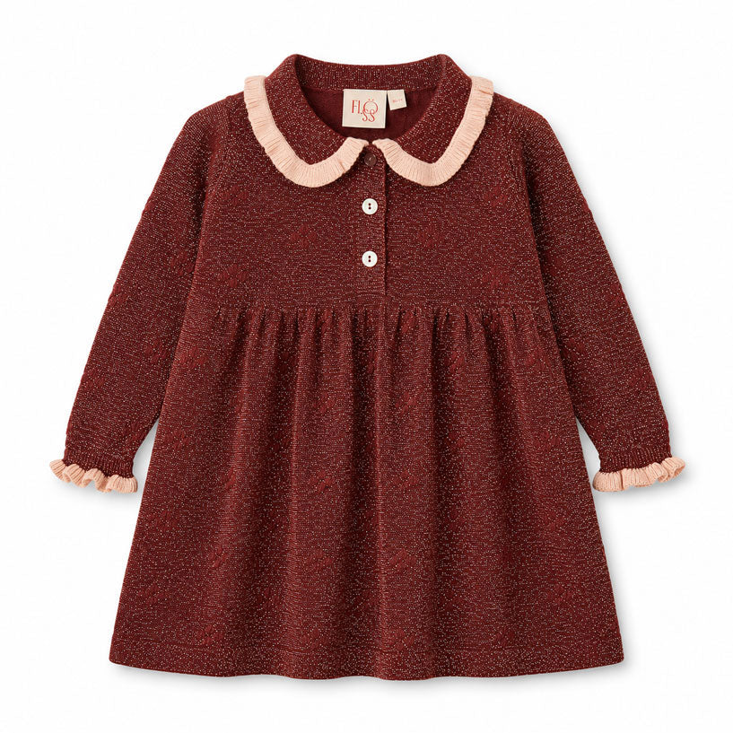 Floss Dark Cranberry Glitter Olive Dress