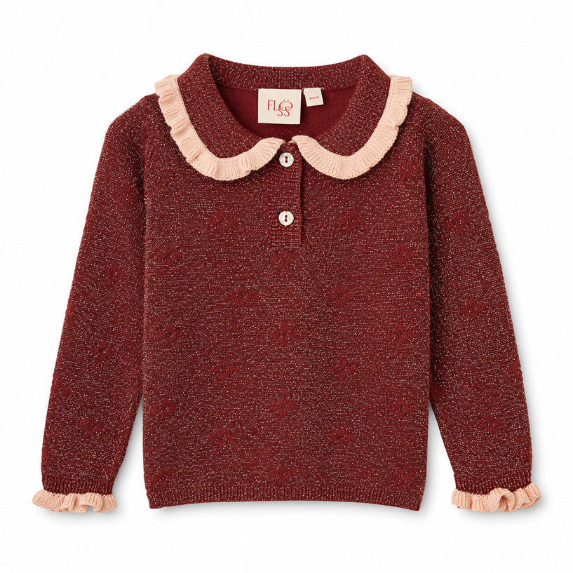 Floss Dark Cranberry Glitter Olive Sweater