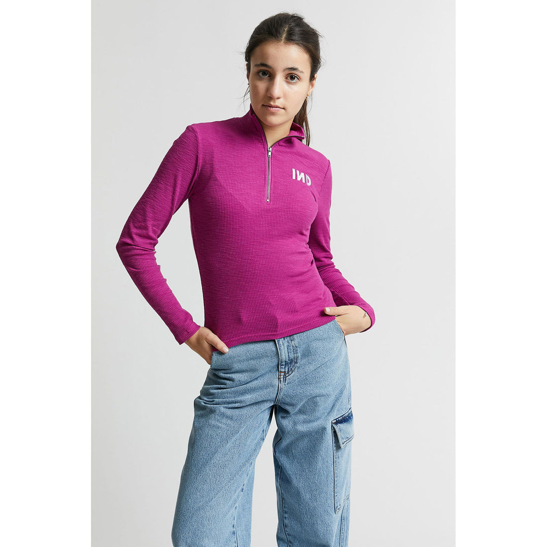 Indee Violet Oregano Zipped Cotton Pullover