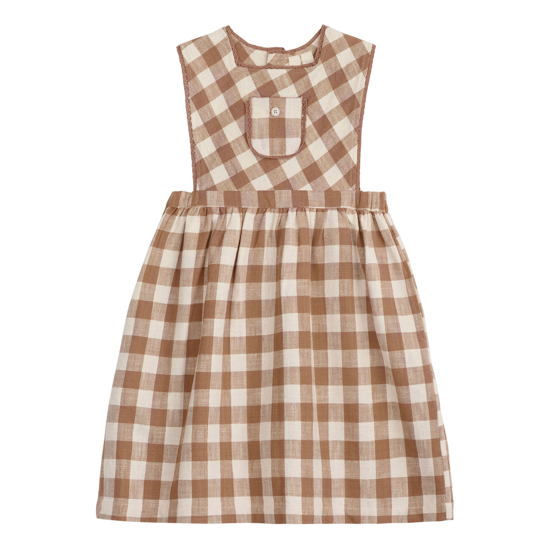 Little Cotton Clothes Cinnamon Gingham Organic Dorothea Pinafore