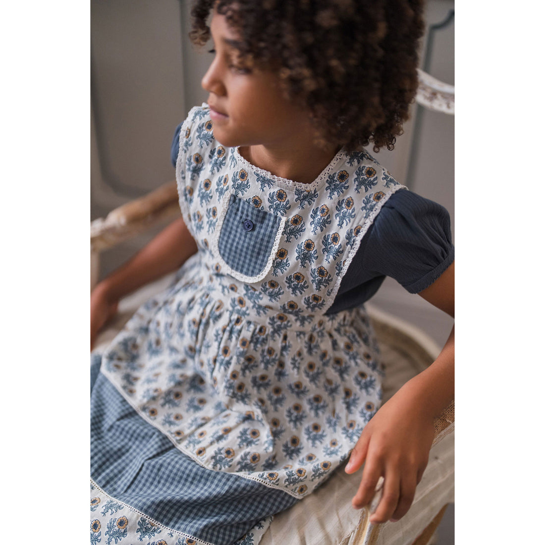 Little Cotton Clothes Thistle Floral Organic Dorothea Pinafore