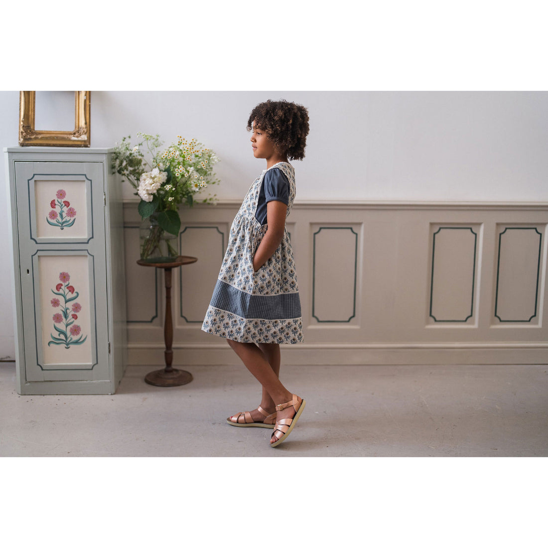 Little Cotton Clothes Thistle Floral Organic Dorothea Pinafore