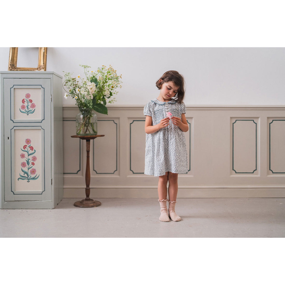 Little Cotton Clothes Porcelain Organic Elizabeth Smocked Dress