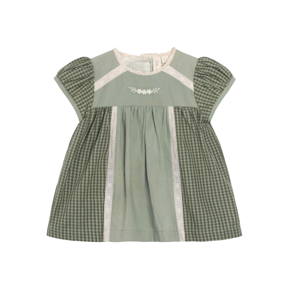 Little Cotton Clothes Little Green Check Organic Ella Blouse