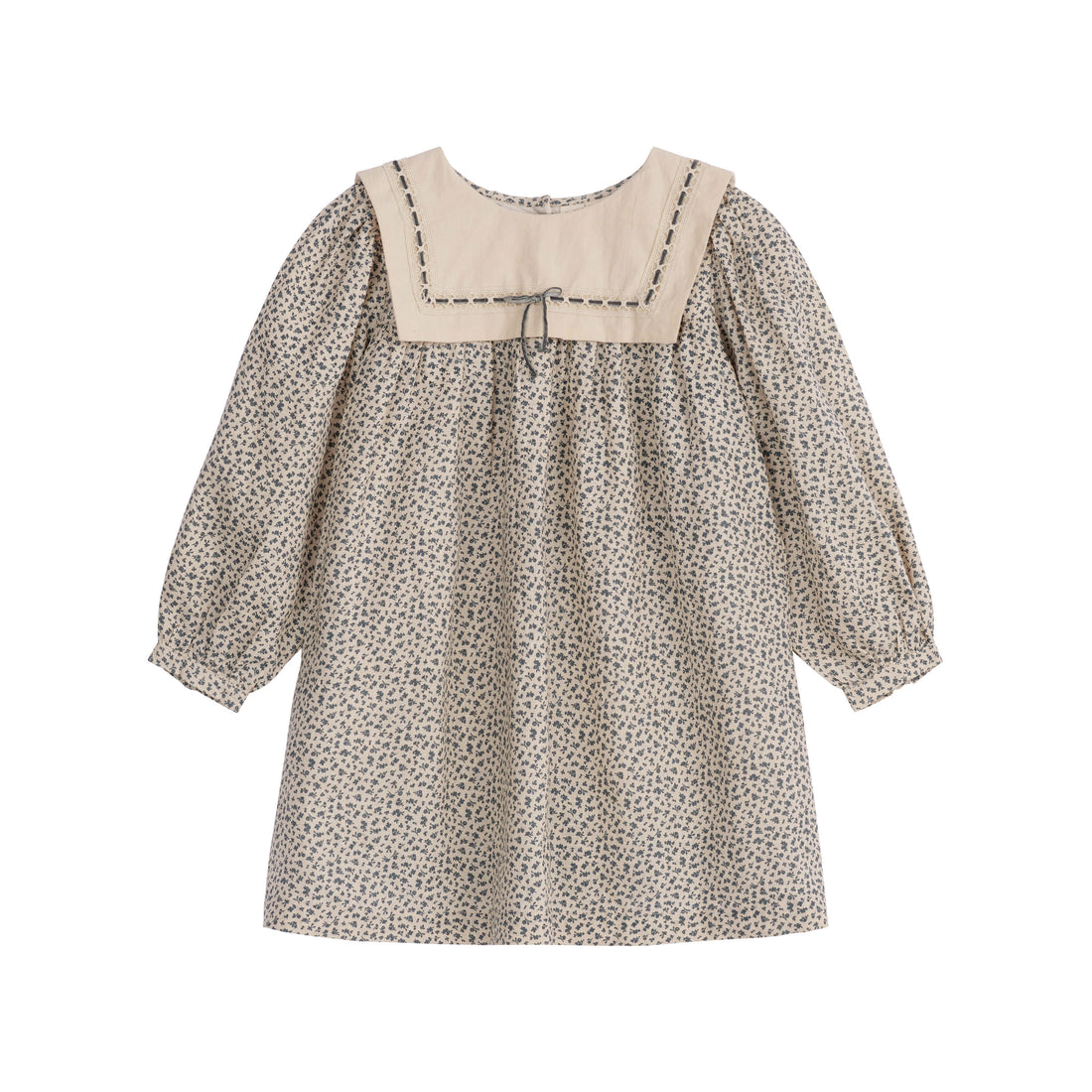 Little Cotton Clothes Cowslip Floral In Fog Organic Lina Dress
