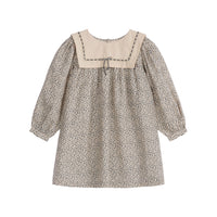Little Cotton Clothes Cowslip Floral In Fog Organic Lina Dress
