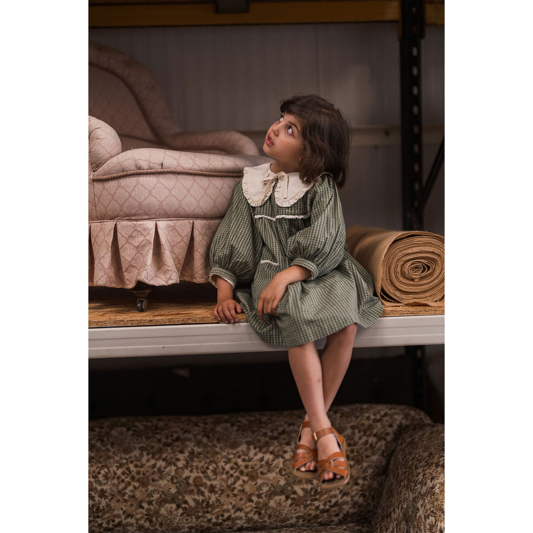 Little Cotton Clothes Little Green Check Organic Lottie Dress