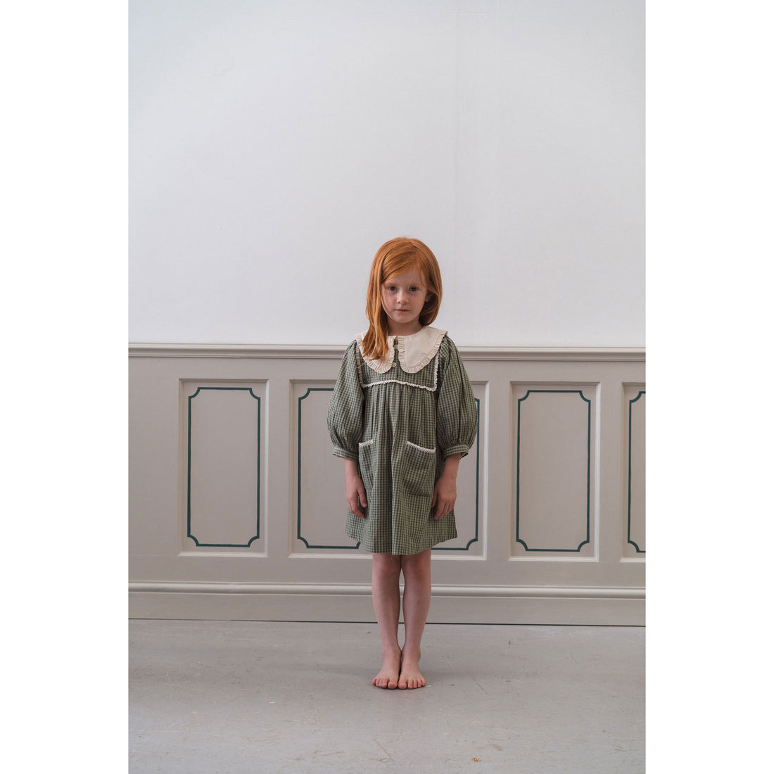 Little Cotton Clothes Little Green Check Organic Lottie Dress