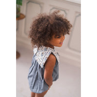 Little Cotton Clothes Little Blue Check Organic Meg Romper