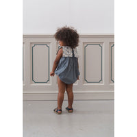 Little Cotton Clothes Little Blue Check Organic Meg Romper