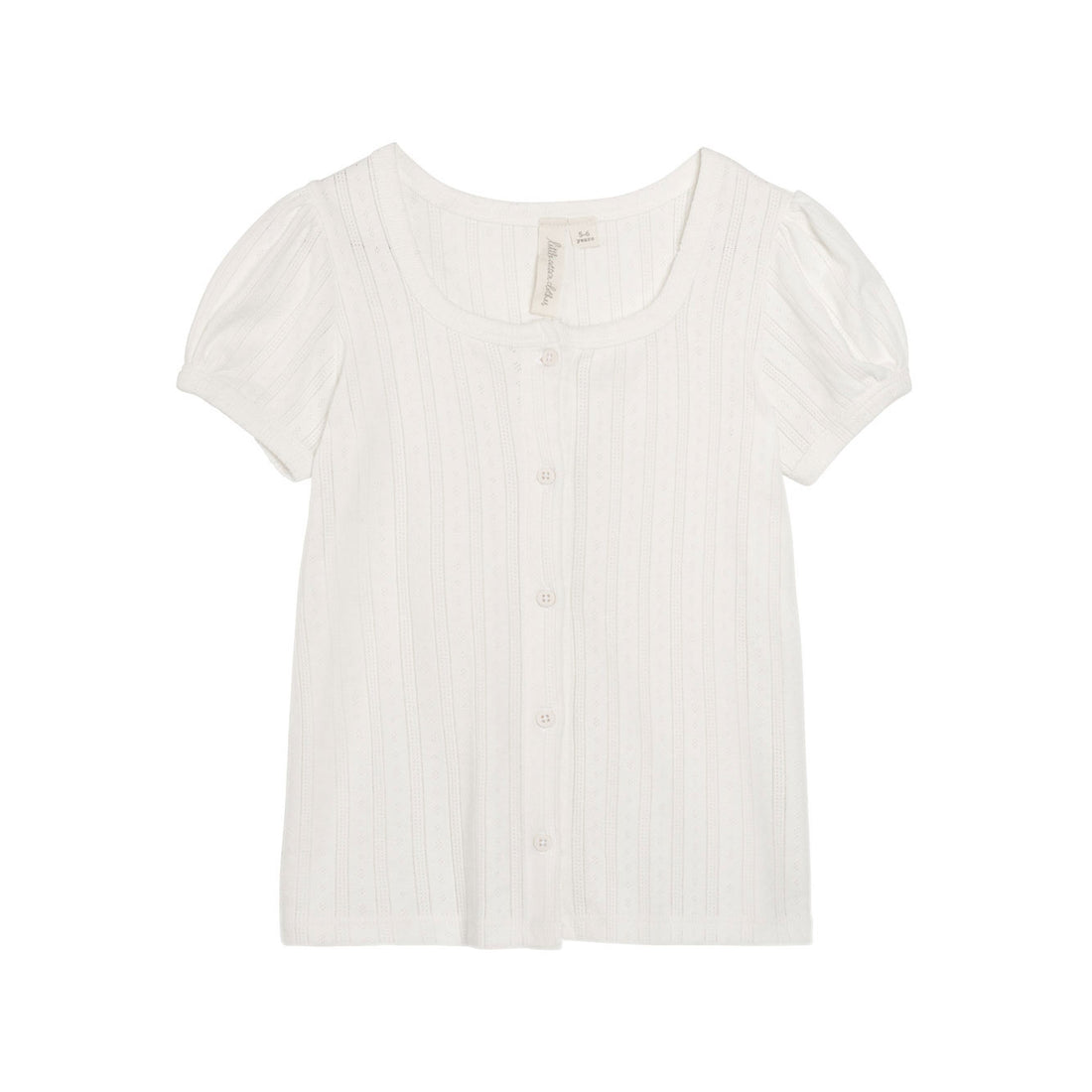 Little Cotton Clothes Chalk Organic Pointelle Button Tshirt