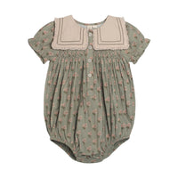 Little Cotton Clothes Poppy Floral Organic Smocked Emilie Sailor Romper