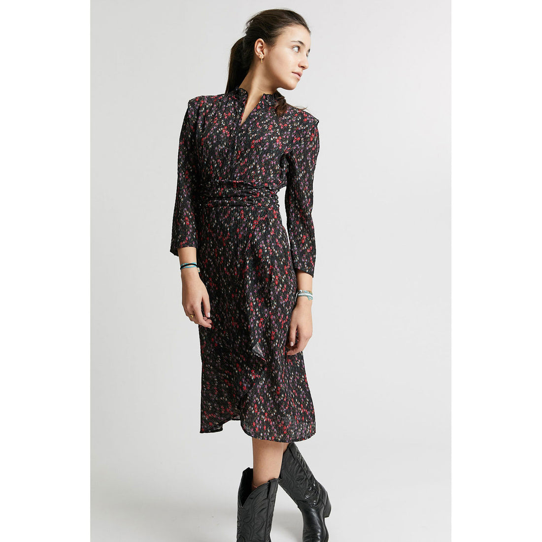 Indee Black Organico Printed Long Dress