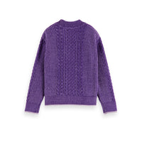Scotch Shrunk Purple Chenille Cable Knit Pullover