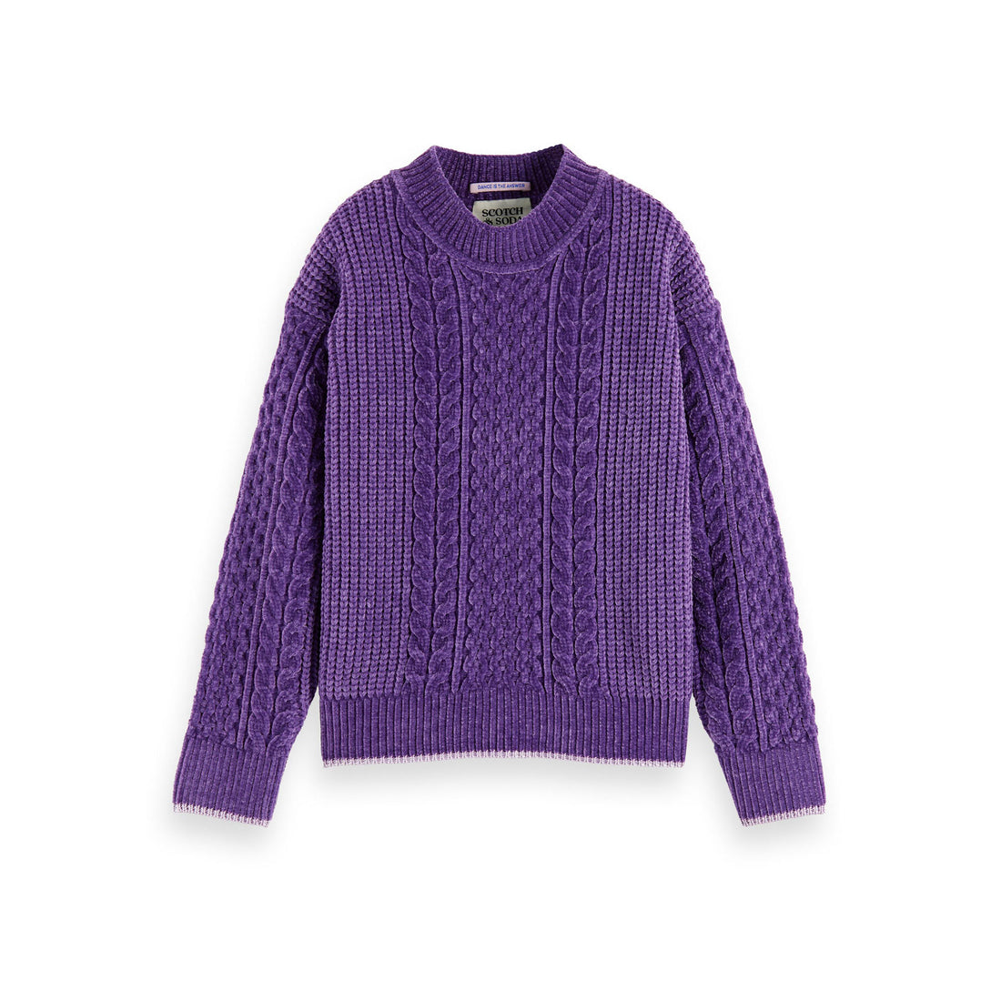Scotch Shrunk Purple Chenille Cable Knit Pullover