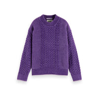 Scotch Shrunk Purple Chenille Cable Knit Pullover