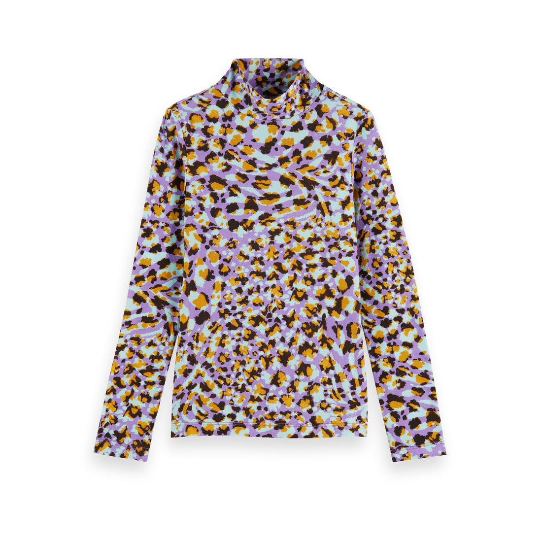 Scotch Shrunk Floral Leopard High Neck Fitted T-Shirt