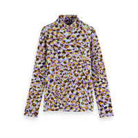 Scotch Shrunk Floral Leopard High Neck Fitted T-Shirt