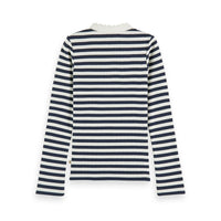 Scotch Shrunk Marine Striped Wave Placket  T-Shirt