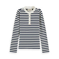 Scotch Shrunk Marine Striped Wave Placket  T-Shirt
