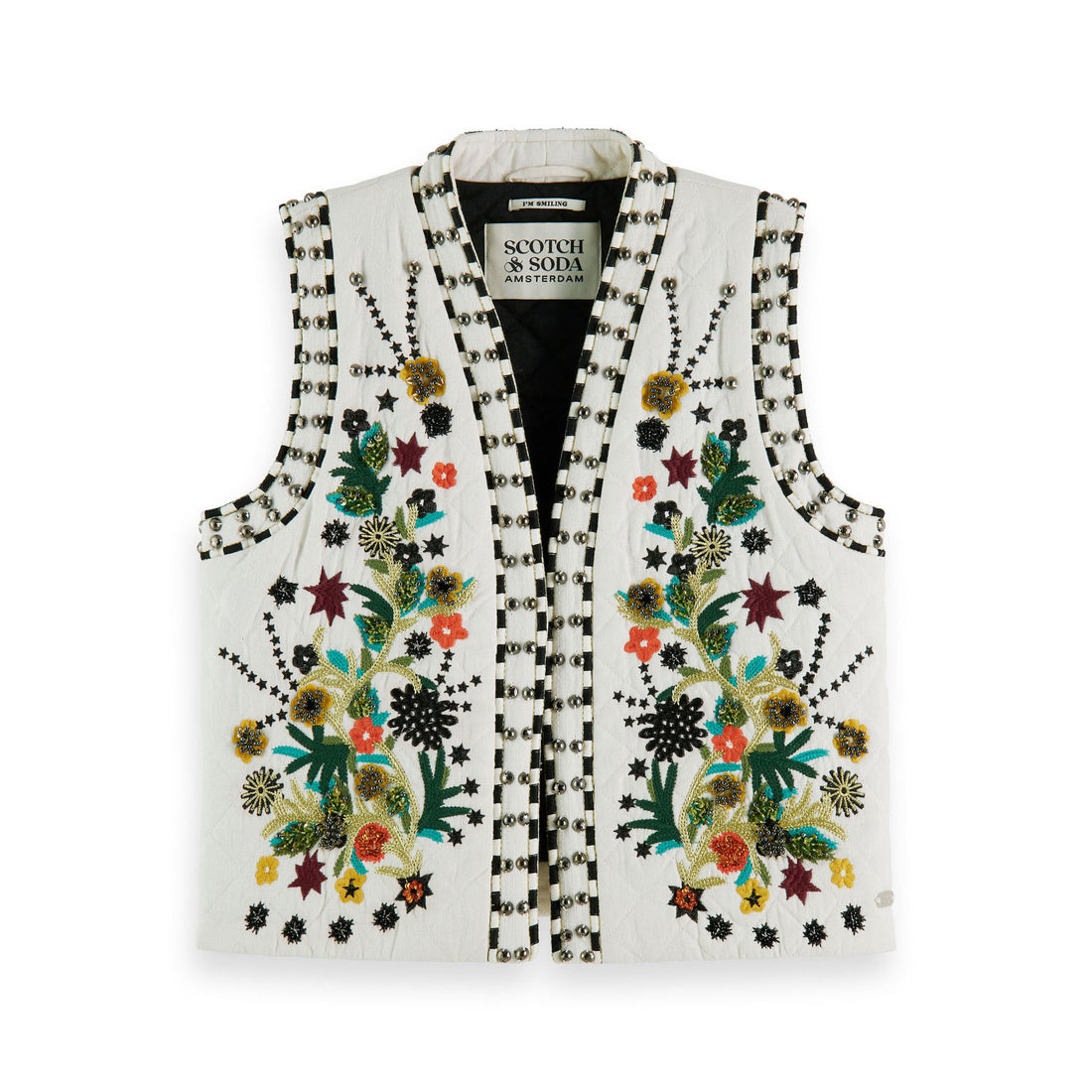 Scotch Shrunk Ecru Oversized Embellished Gilet
