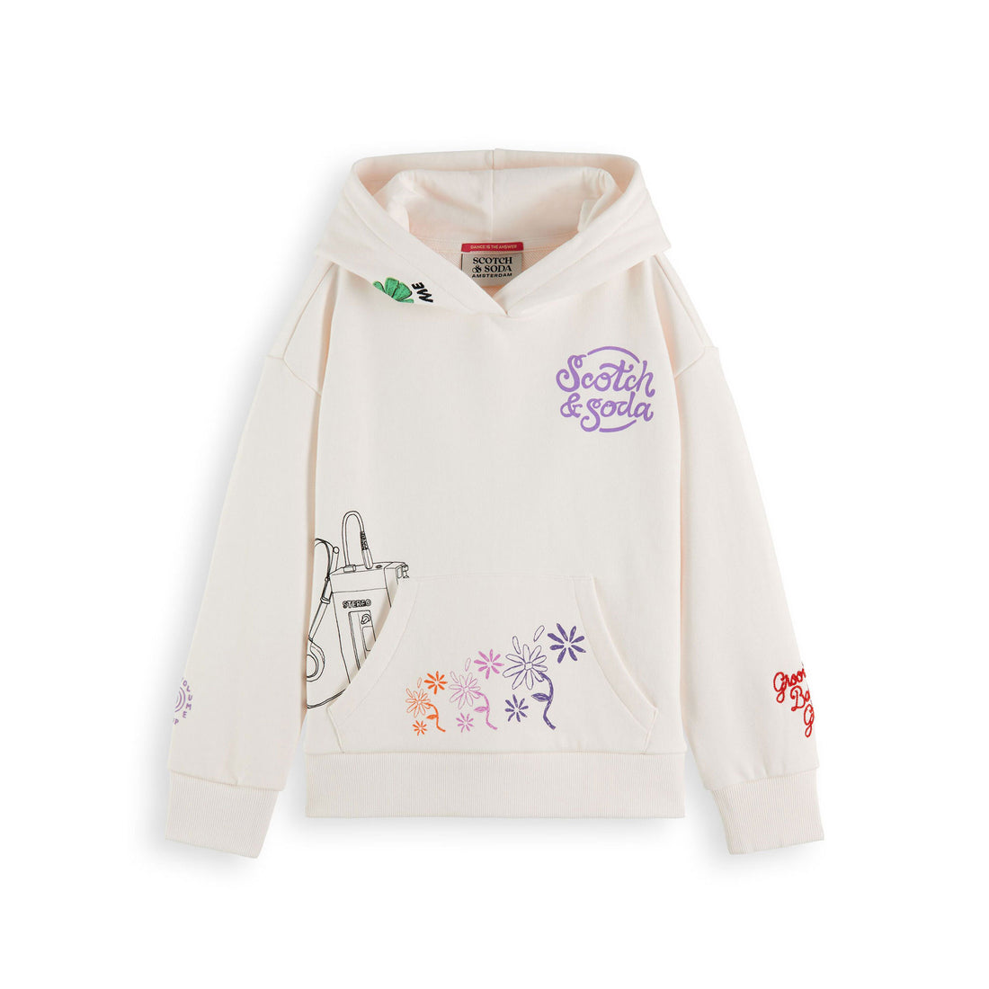 Scotch Shrunk Off White Loose Fit Artwork Hoodie