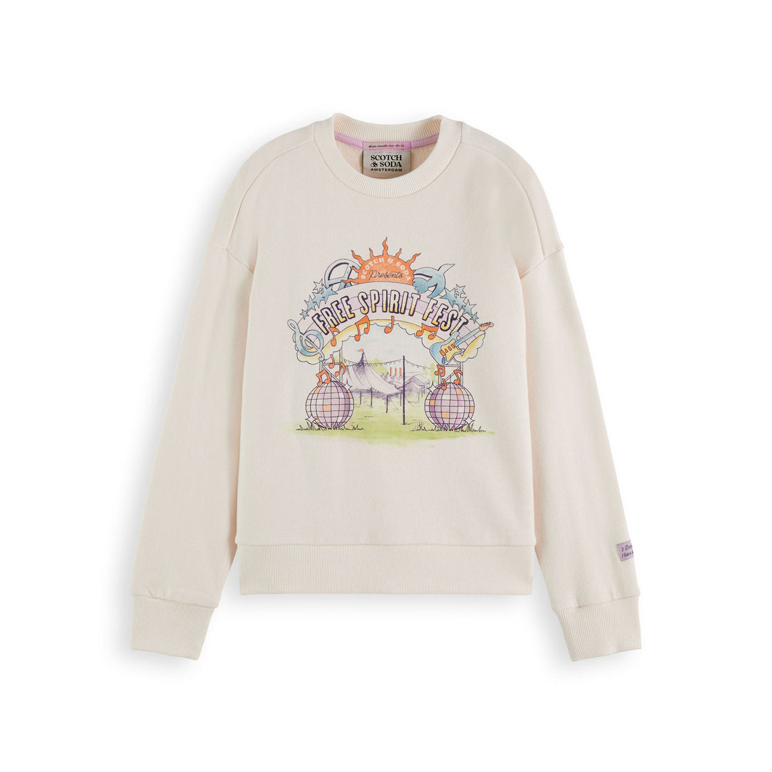 Scotch Shrunk Ecru Loose Fit Artwork Sweatshirt