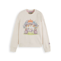 Scotch Shrunk Ecru Loose Fit Artwork Sweatshirt