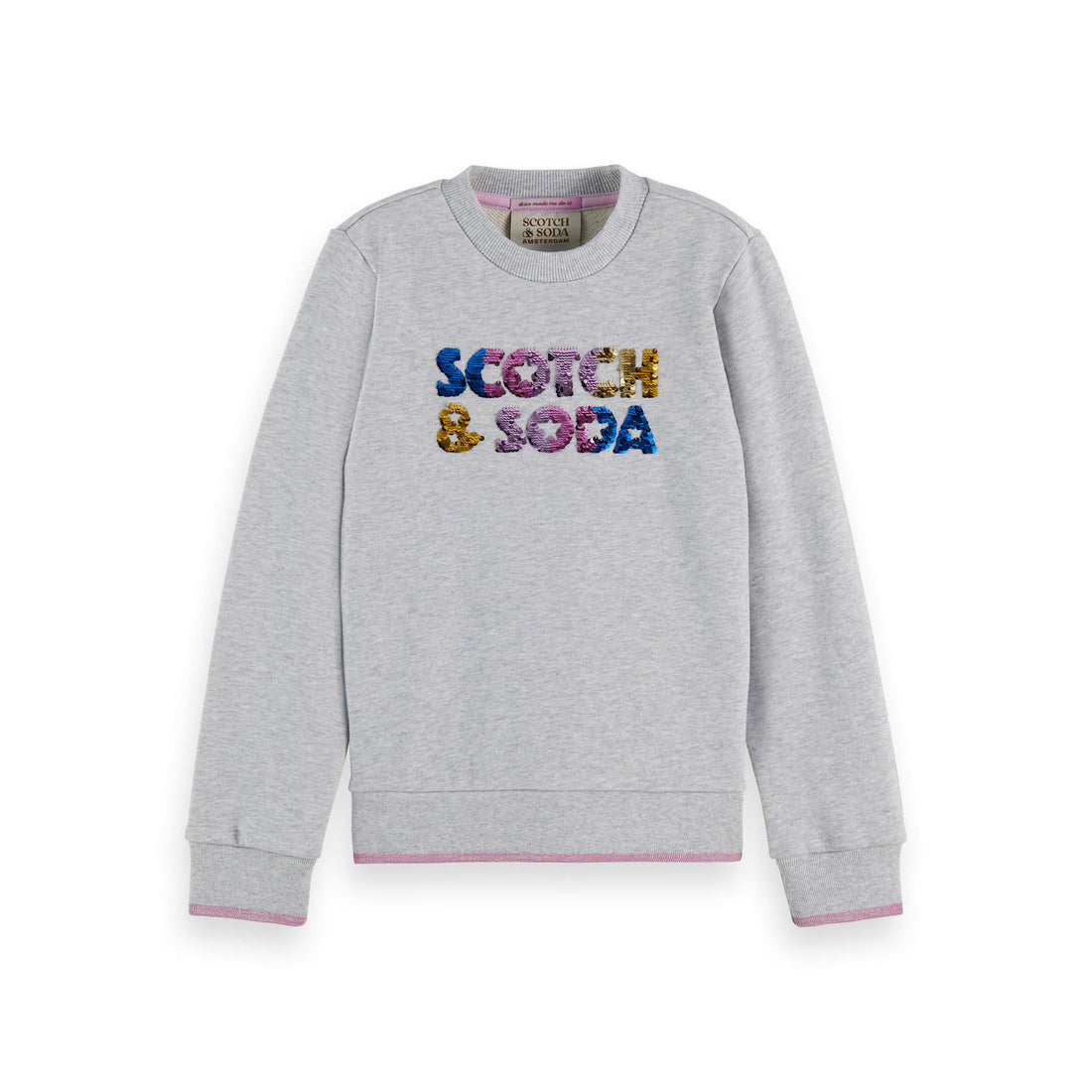Scotch Shrunk Grey Melange Sequin Artwork Sweatshirt