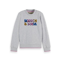 Scotch Shrunk Grey Melange Sequin Artwork Sweatshirt