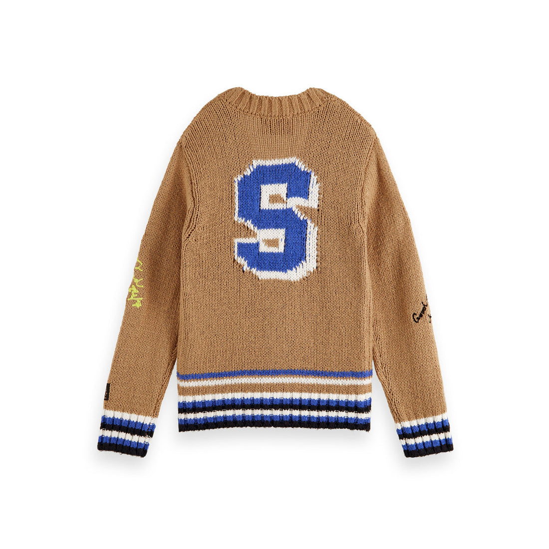 Scotch Shrunk Camel Intarsia Cardigan