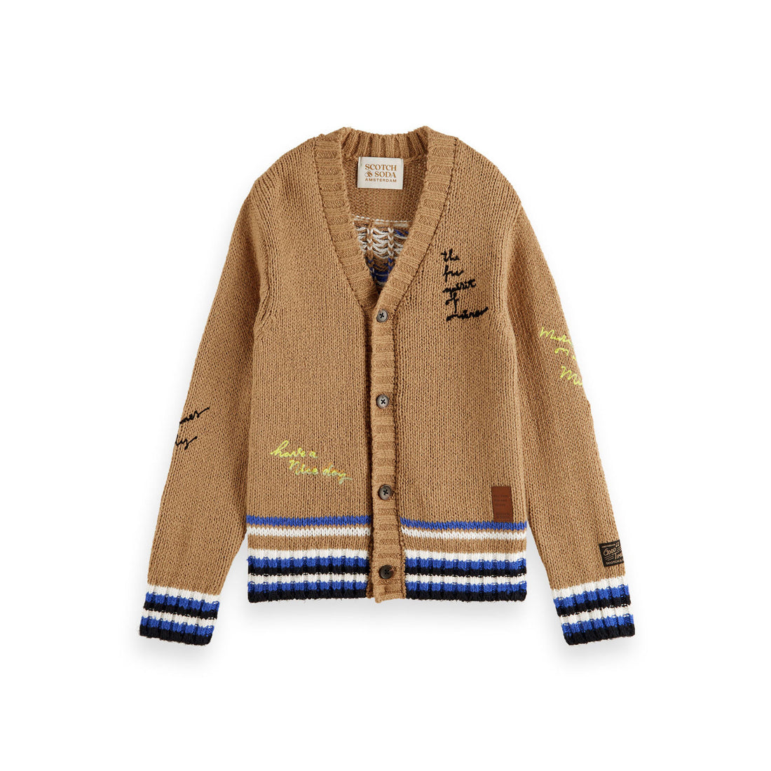 Scotch Shrunk Camel Intarsia Cardigan