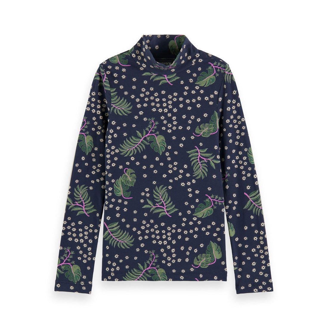 Scotch Shrunk Night Leaf High Neck Fitted T-Shirt